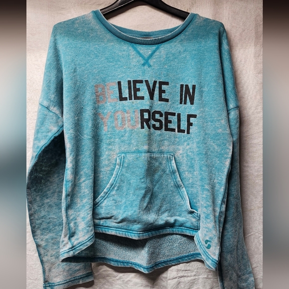 Teal Women's Sweater with Inspirational Print - Picture 1 of 1